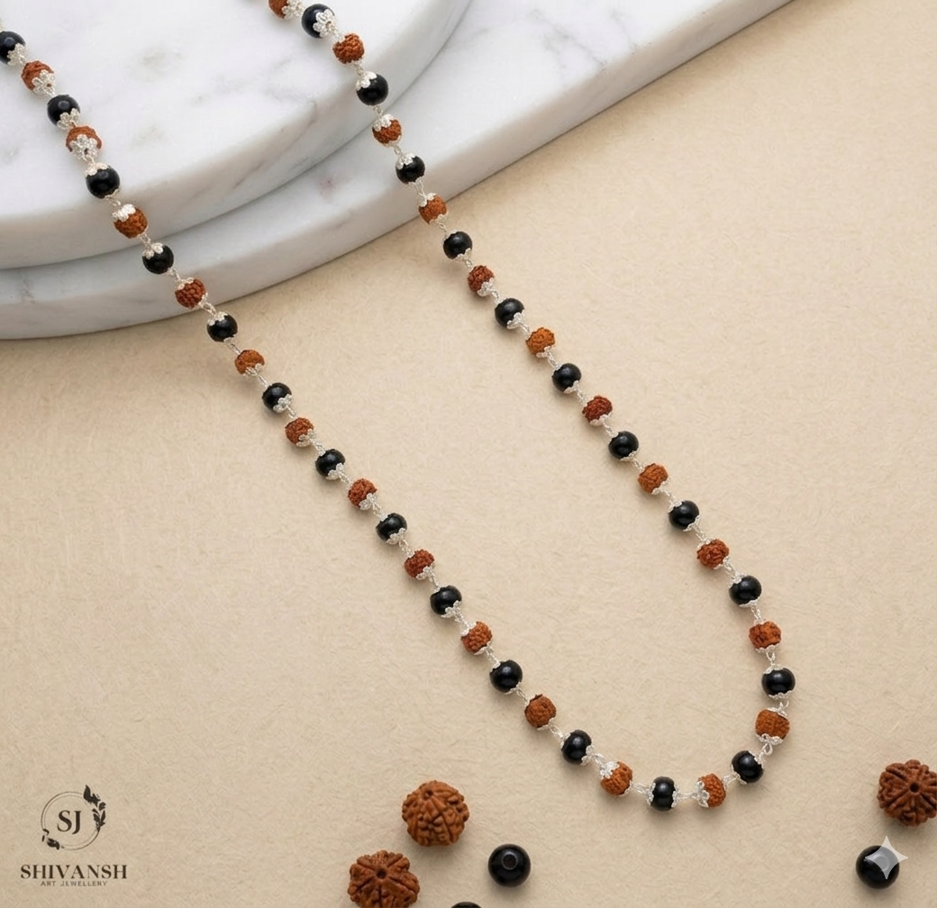 Silver Plated Rudraksha Karungali Mala Bracelet Combo MB-01