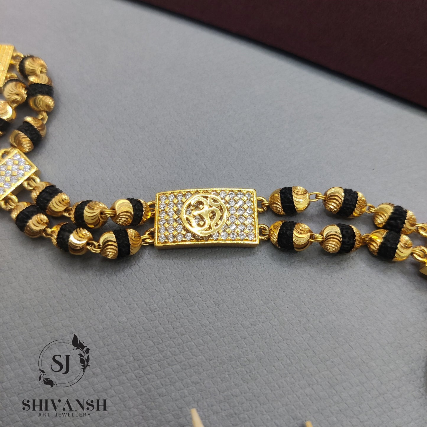 Premium Quality Two line Om Rudraksha Bracelet SJ-BR-15 Shivansh art Jewellery