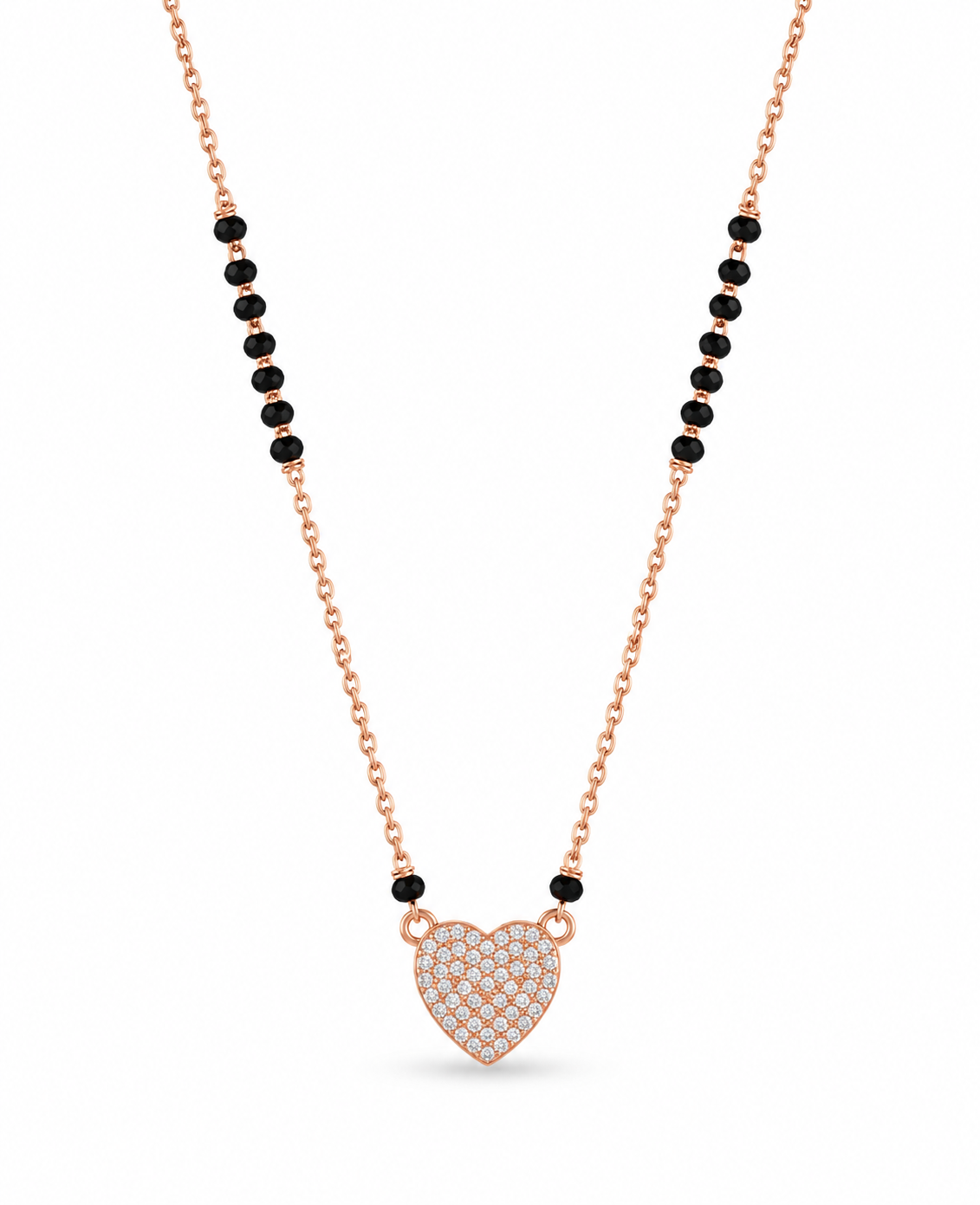 Rose Gold Heart Pendant Mangalsutra