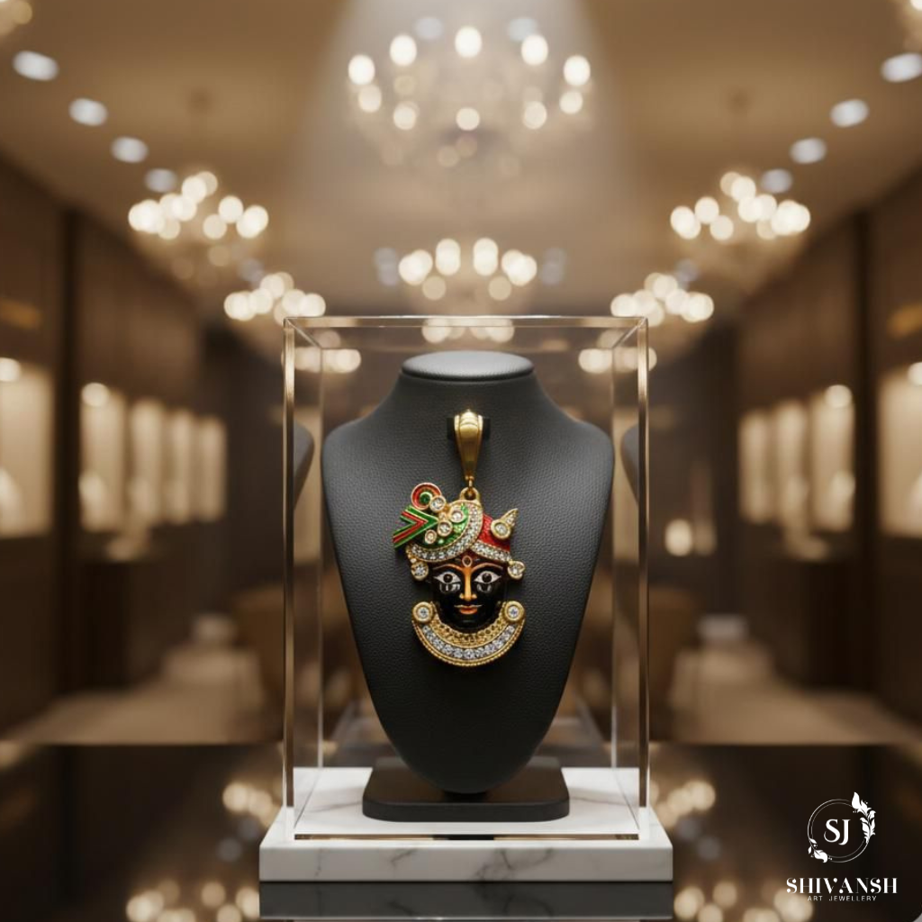 Classical Shreethji Pendant with Diamond and Meenakar