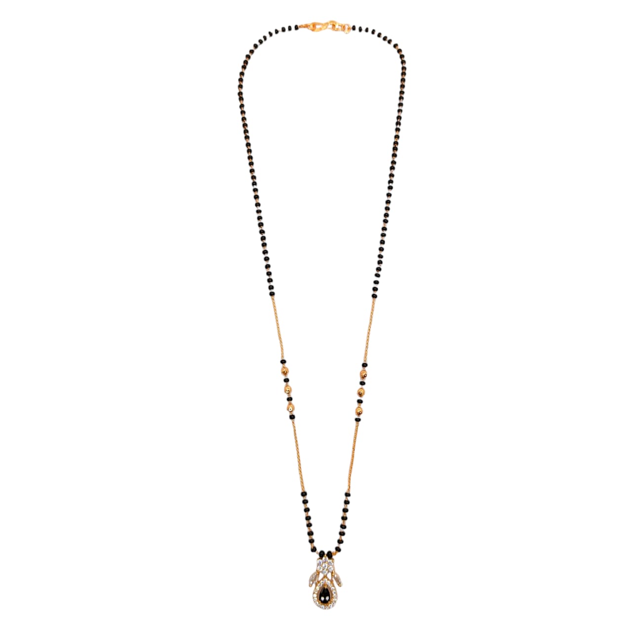 Classic Gold Plated Mangalsutra with Black Stone Pendant
