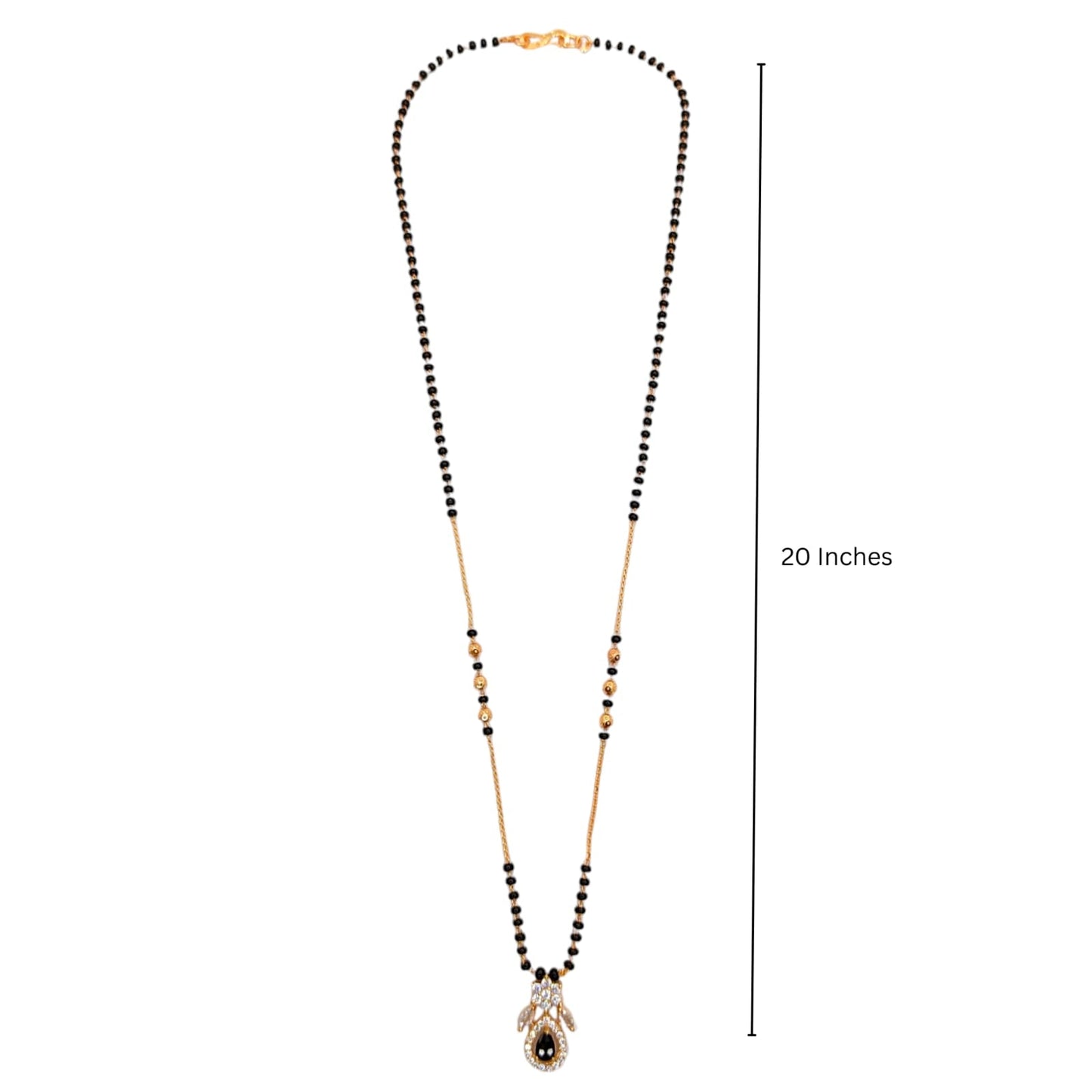 Classic Gold Plated Mangalsutra with Black Stone Pendant