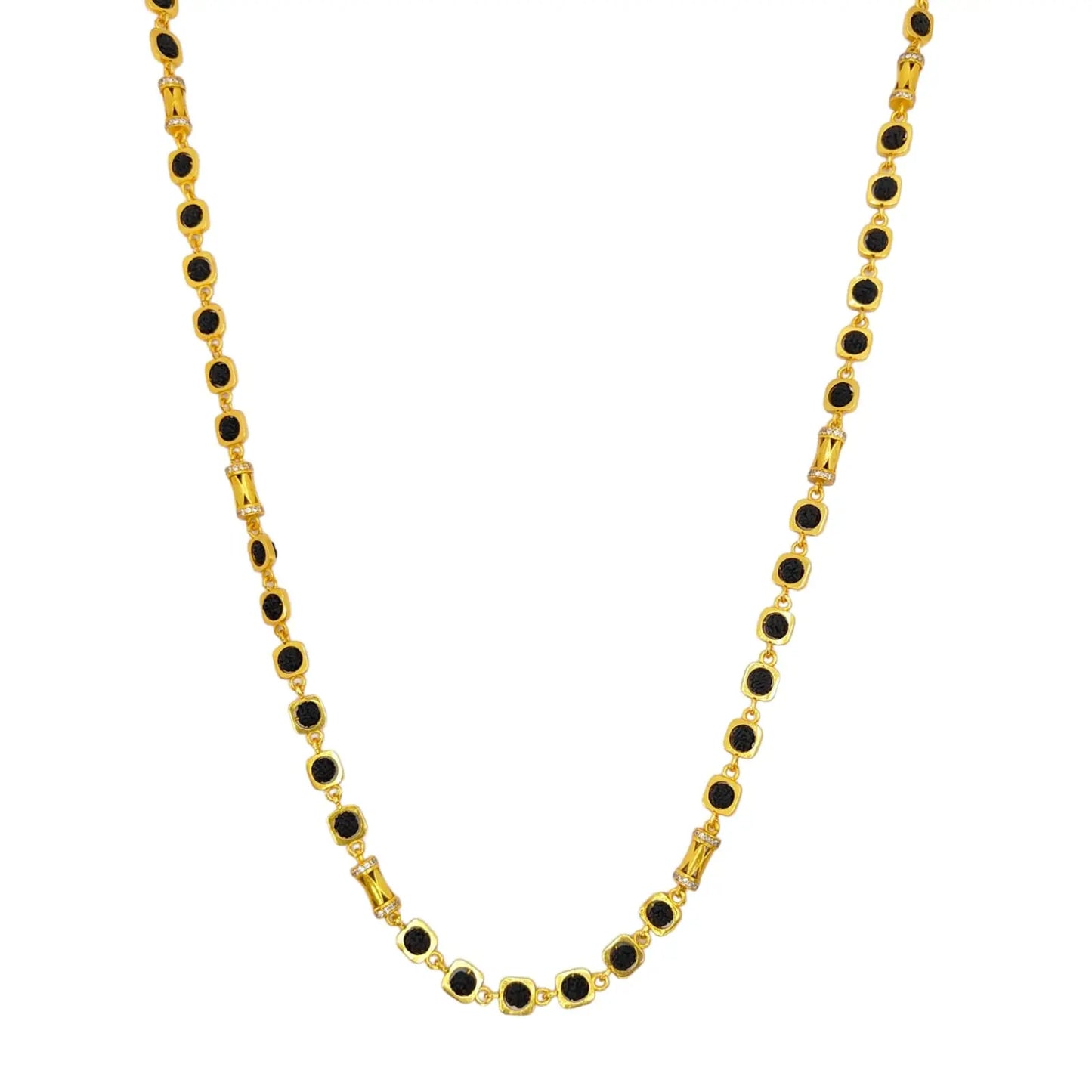 Classical Gold Plated Square Rudraksha Mala SJ-ML-14 Shivansh art jewellery