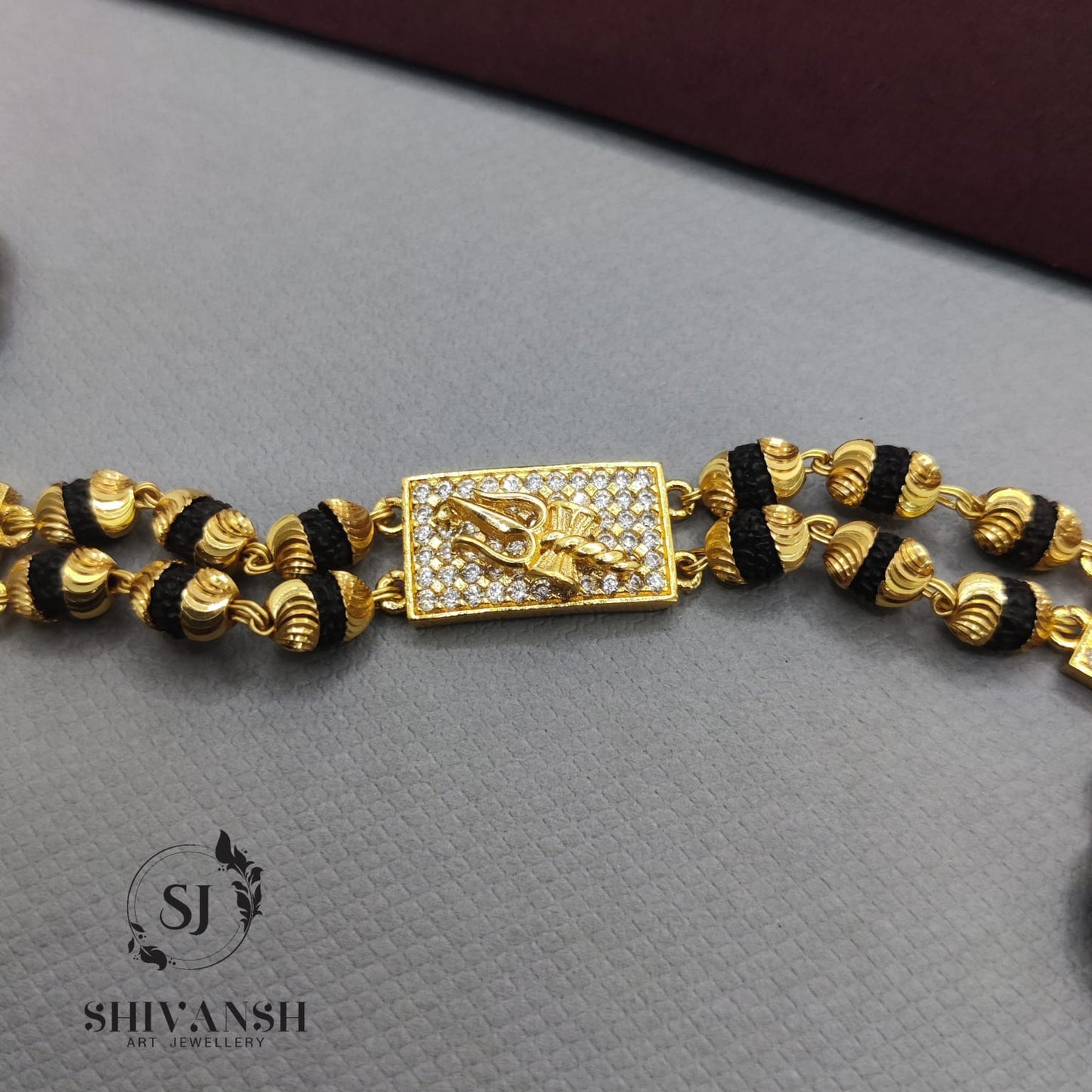 Premium Quality Two line Trishul Rudraksha Bracelet SJ-BR-17 Shivansh art Jewellery