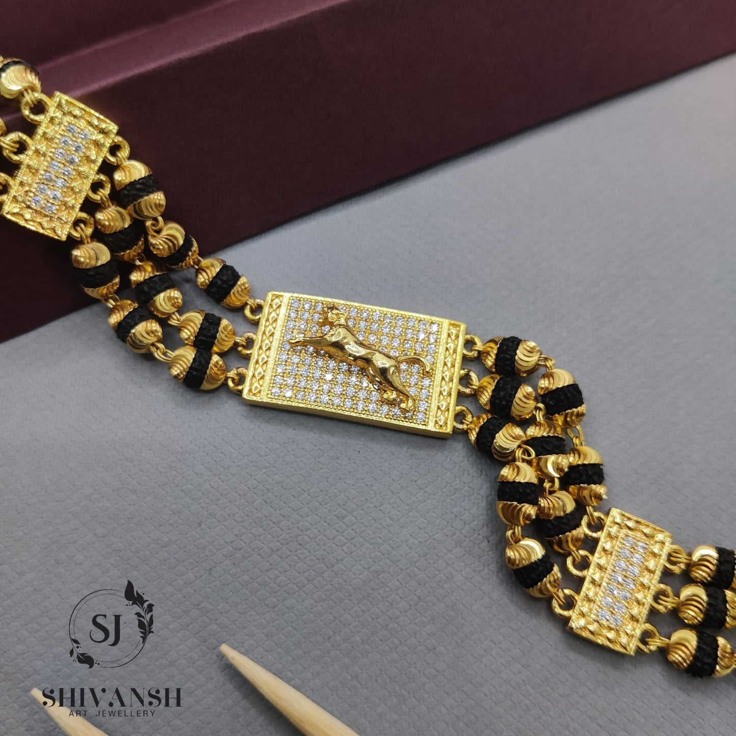 Premium Quality Three line Rudraksha Bracelet SJ-BR-21 Shivansh art Jewellery