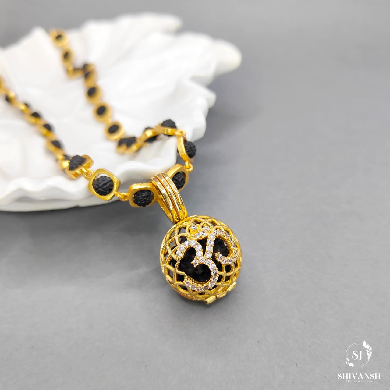 Exclusive Rudraksha Om pendent with Rudraksha Mala ML-13 - Shivansh art jewellery
