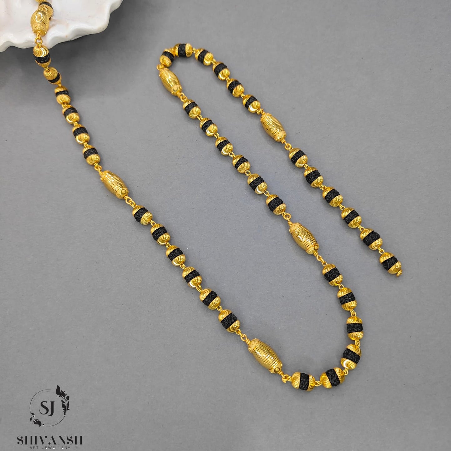 Exclusive Gold Plated Rudraksha Mala SJ-ML-17 Shivansh art Jewellery