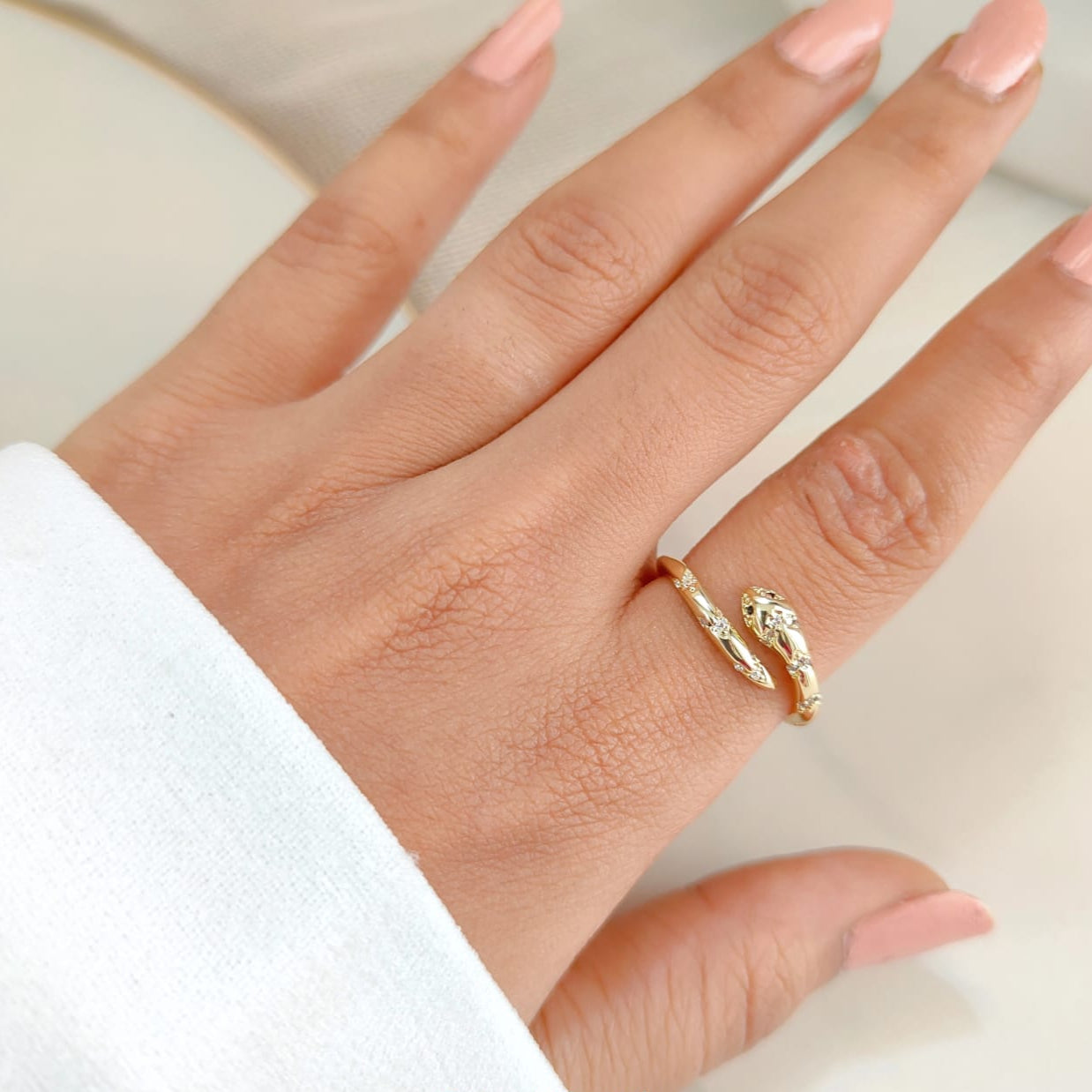 GOLDEN DIAMOND SNAKE RING 408
