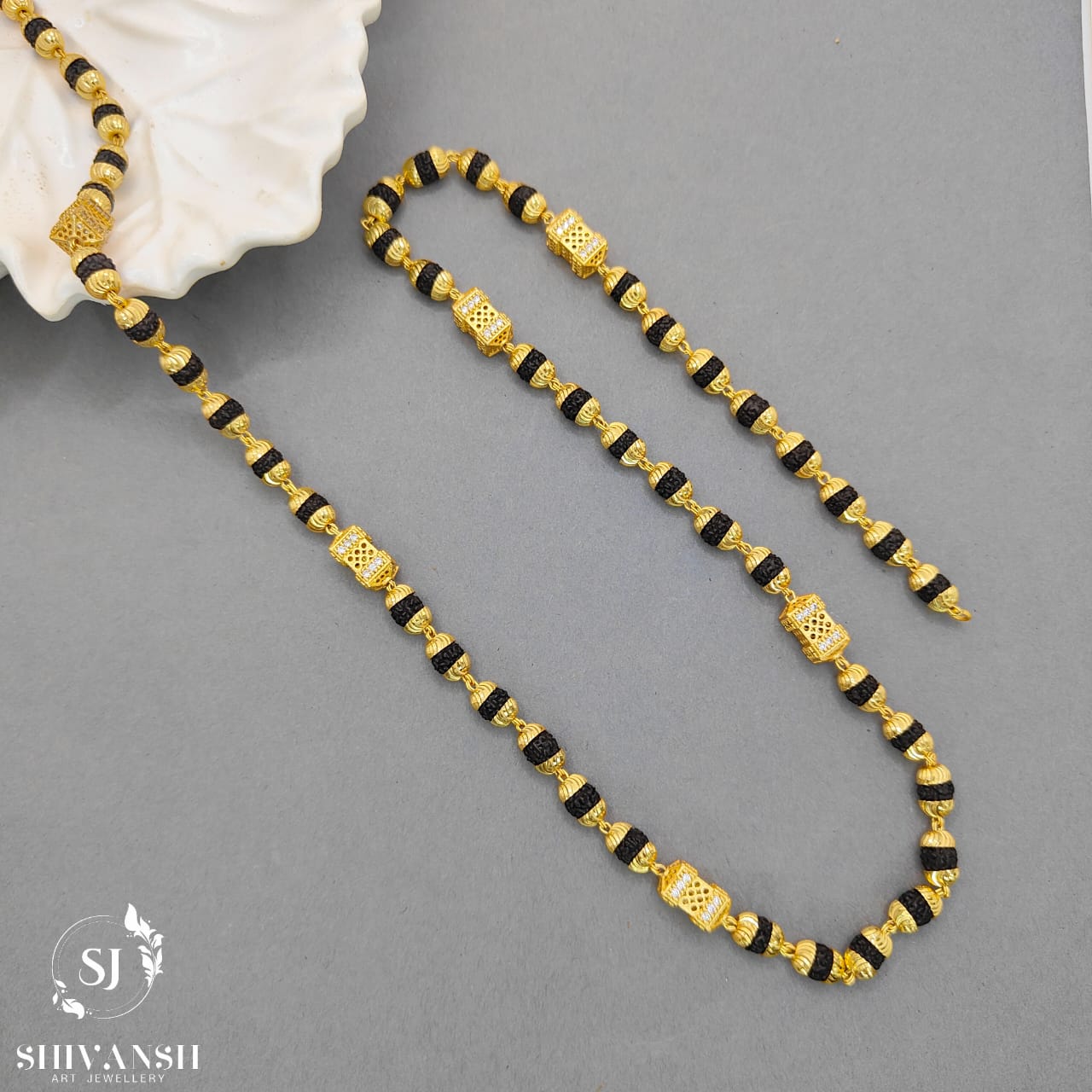 Elegant Rudraksha Mala with Diamond Beads ML-21