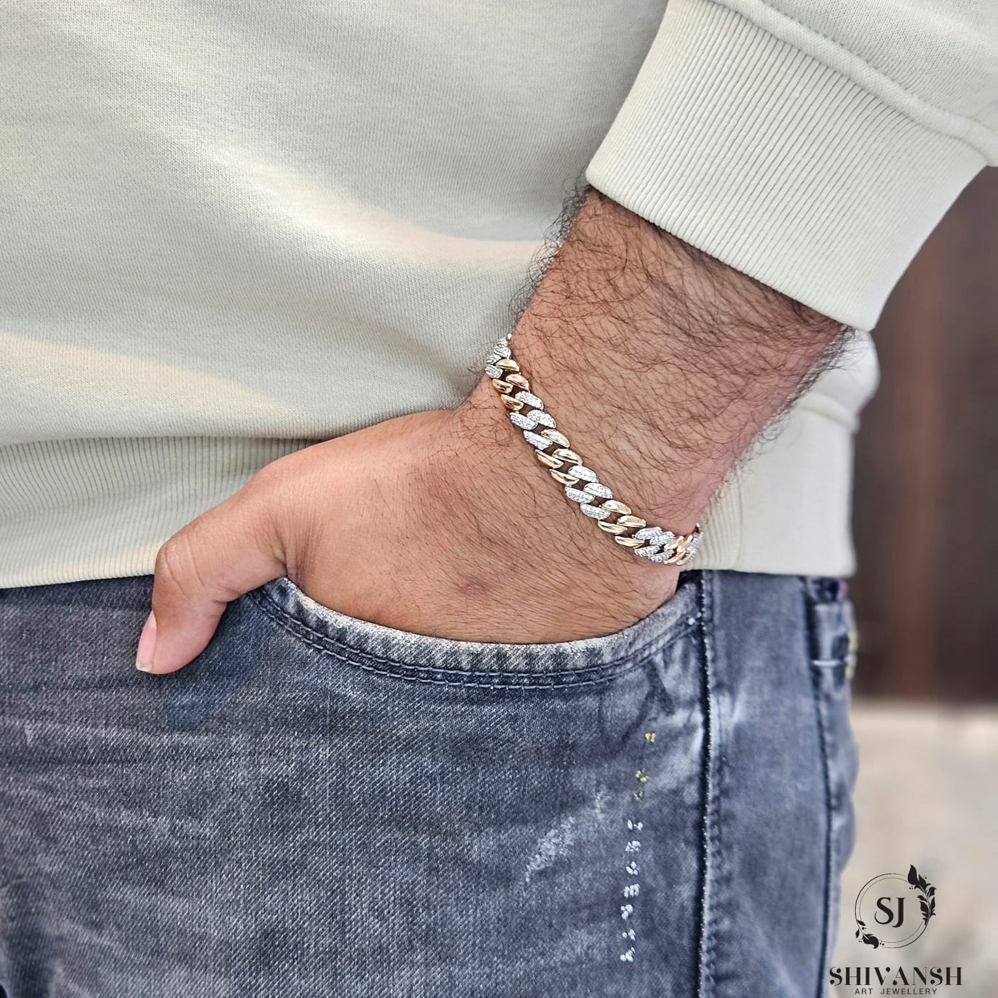 Premium Quality Rosegold Cuban Bracelet BR-23 Shivansh art Jewellery