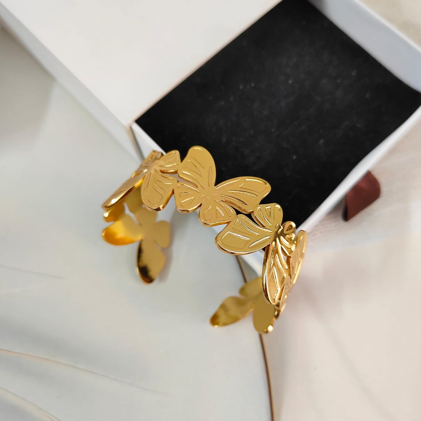 BUTTERFLY ADJUSTABLE BRASS CUFF
