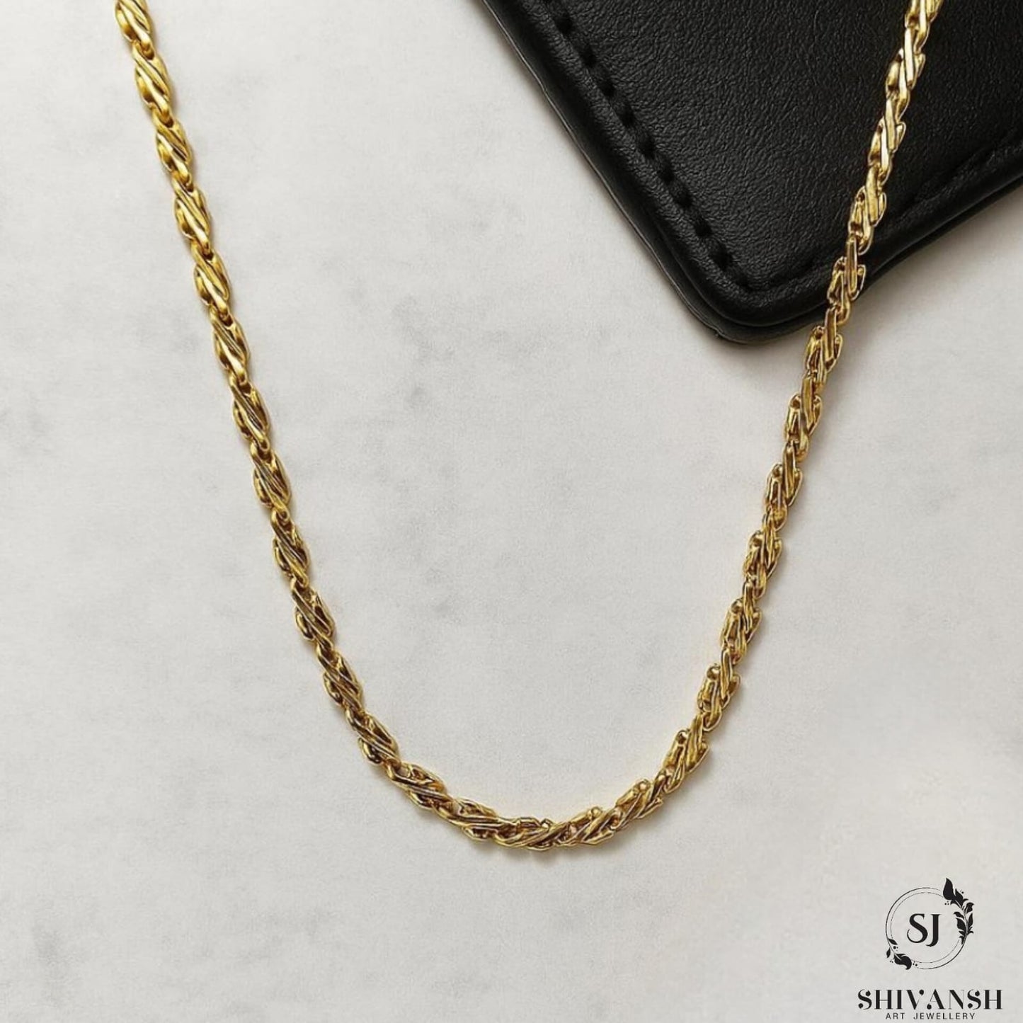 Stylish Twisted Design Gold Plated Chain for Men