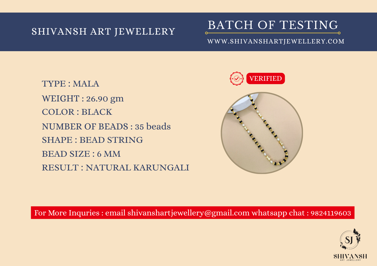 Premium Gold Plated Karungali Mala with Silver Plated Ball KL-03