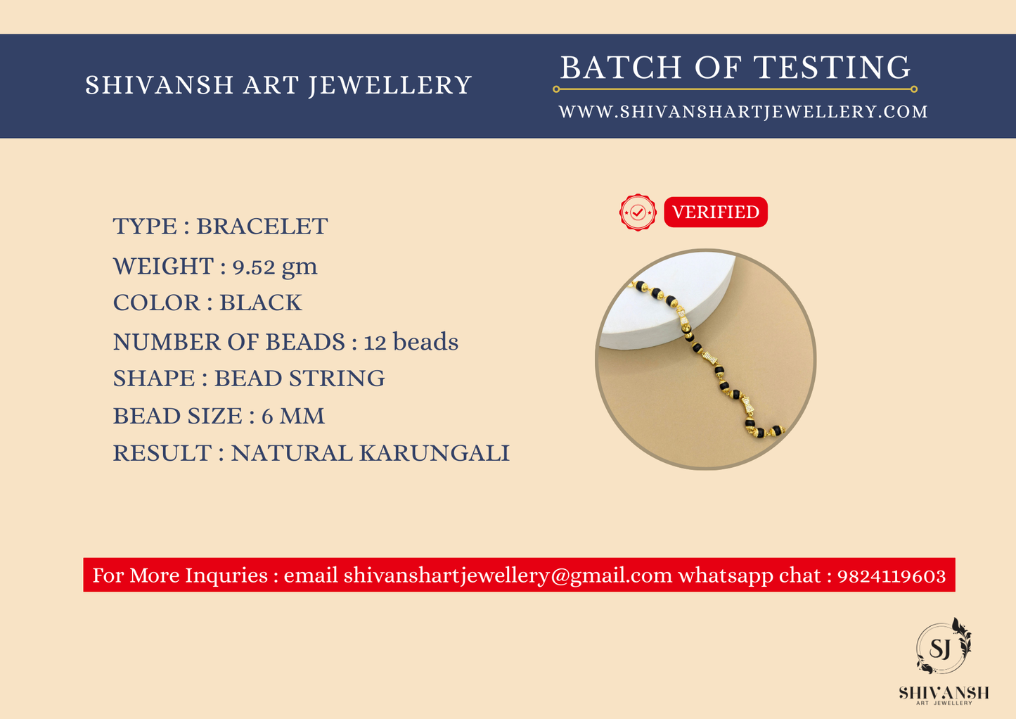 Gold Plated Diamond Beads Karungali Bracelet BR-05