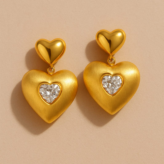 DIAMOND HEART EARRINGS