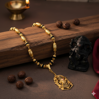 Exclusive Gold Plated Rudraksha Mala with Tirupati Pendent MP-26