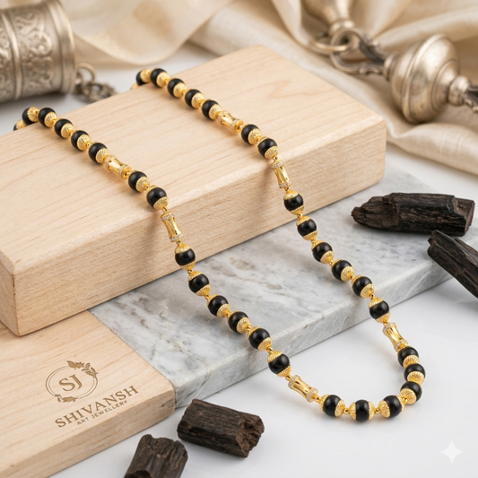 Gold Plated Diamond Beads Karungali Mala KL-02