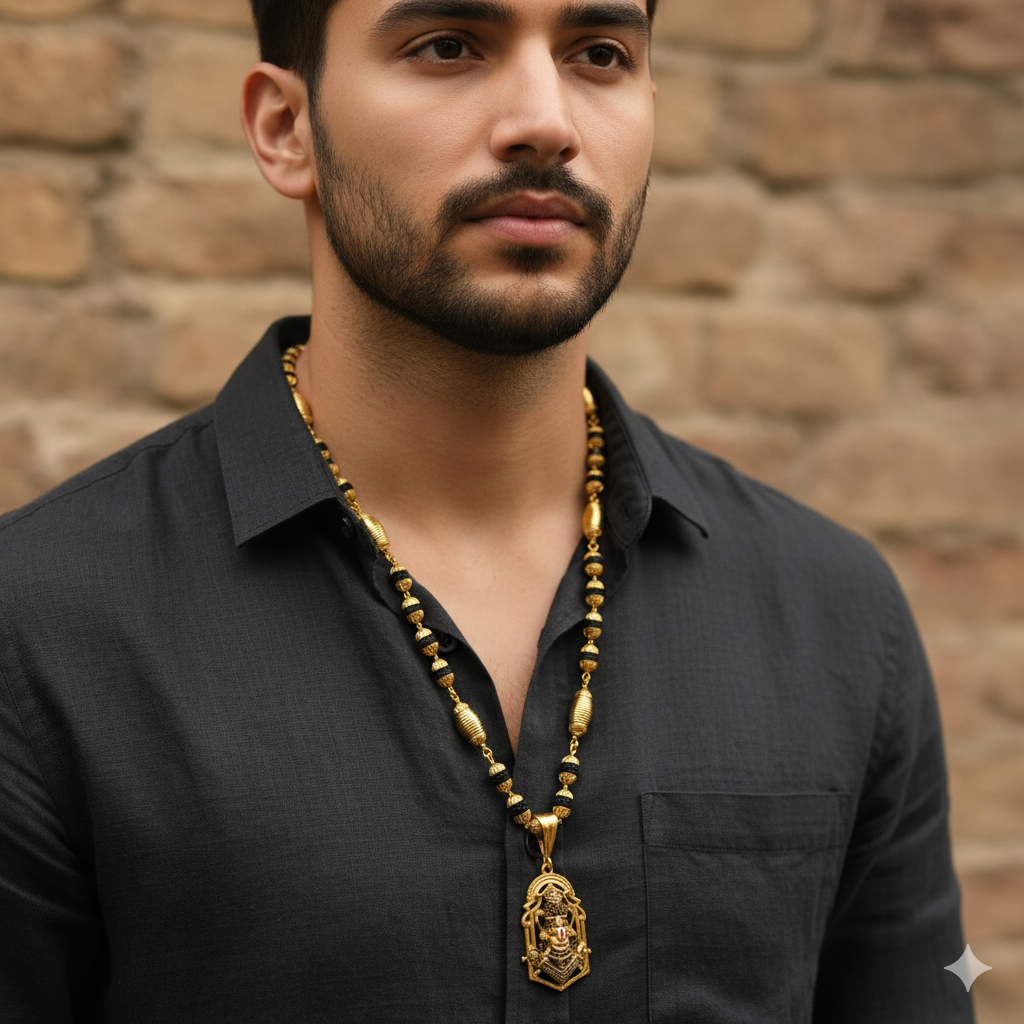 Exclusive Gold Plated Rudraksha Mala with Tirupati Pendent MP-26