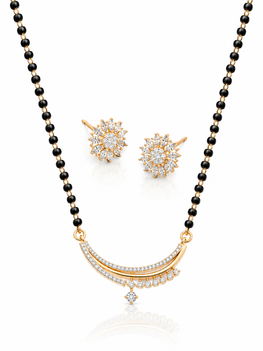 Elegant Double Curve Mangalsutra with Earrings