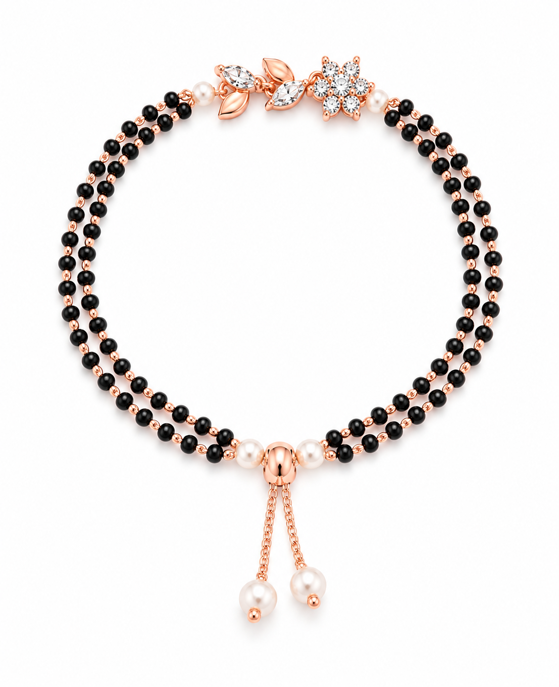 Elegant Floral Rose Gold Mangalsutra Bracelet