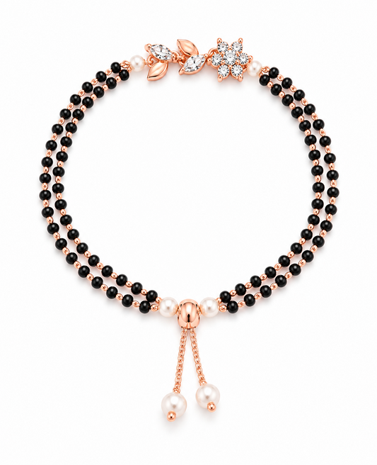 Elegant Floral Rose Gold Mangalsutra Bracelet