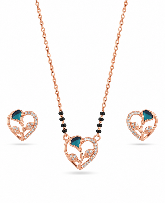 Rosegold Heart Mangalsutra with Earrings
