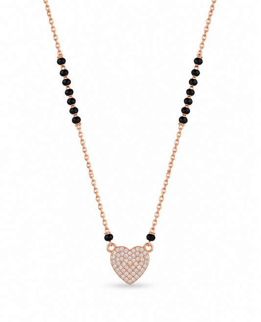 Rose Gold Heart Pendant Mangalsutra