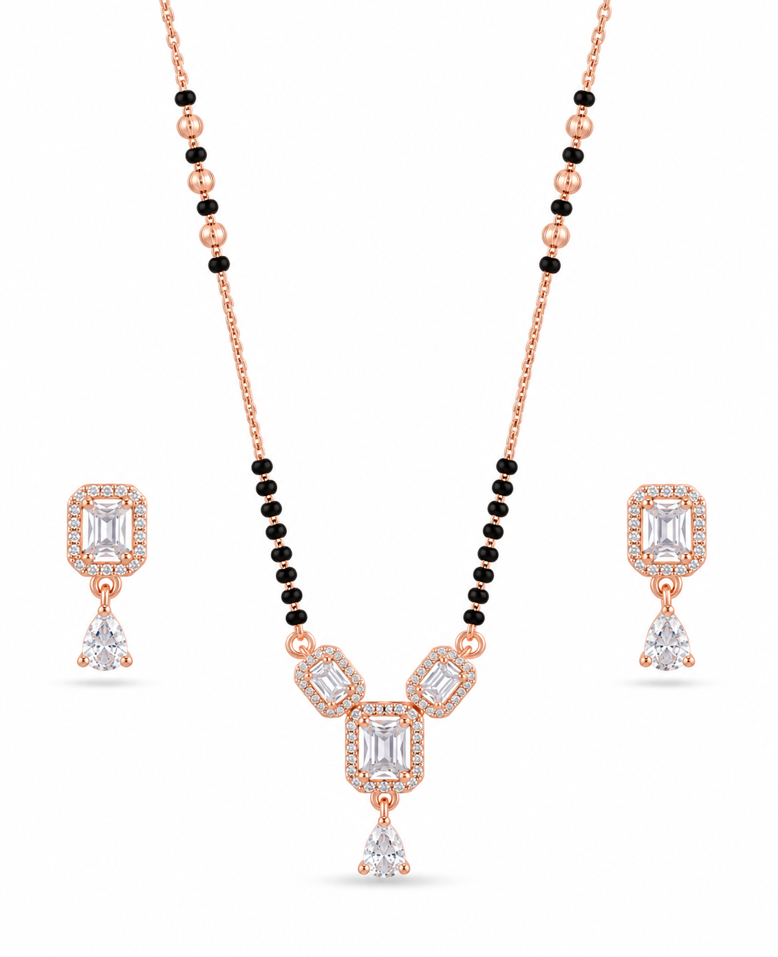Rose Luxe Diamond Mangalsutra with Earrings