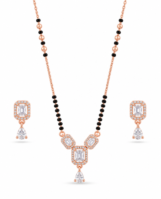 Rose Luxe Diamond Mangalsutra with Earrings