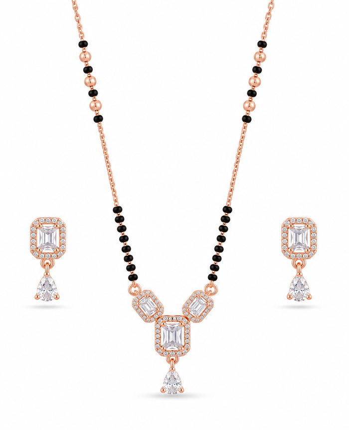 Rose Luxe Diamond Mangalsutra with Earrings