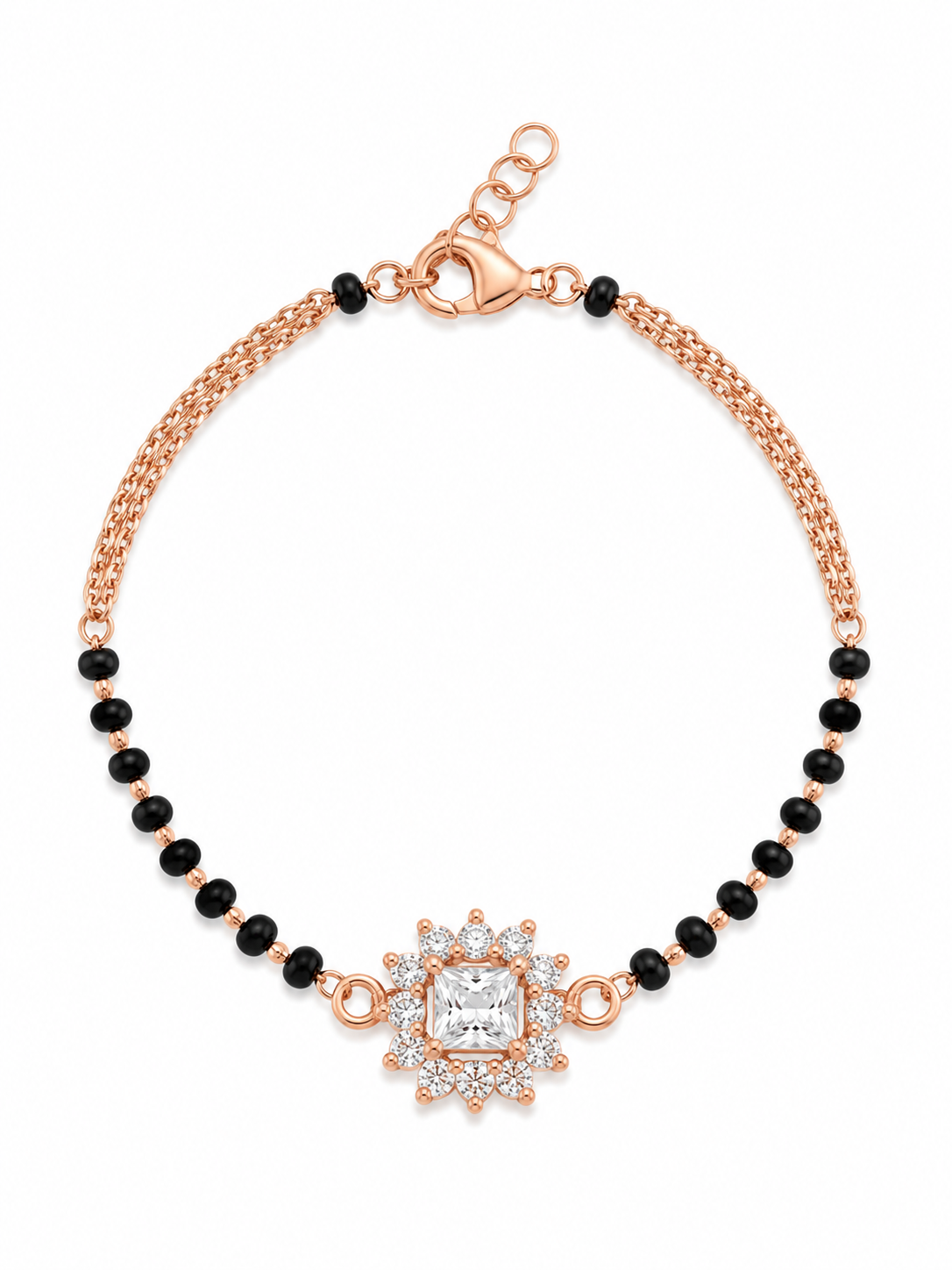 Rose Gold Square CZ Pendant Mangalsutra