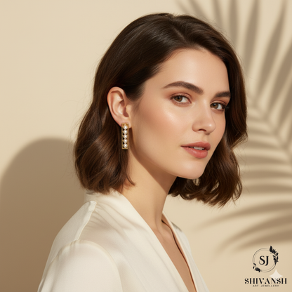 PEARL LINE STATEMENT EARRING 173