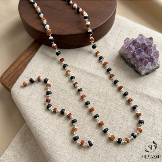 Silver Plated Rudraksha Karungali Mala Bracelet Combo MB-01