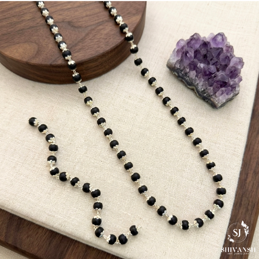 Silver Plated Karungali Mala + Karungali Bracelet Combo MB-03