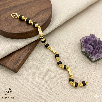 Gold Plated Diamond Beads Karungali Bracelet BR-05