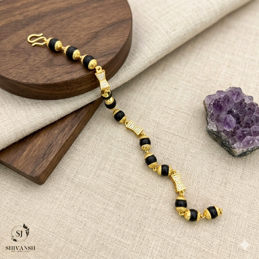 Gold Plated Diamond Beads Karungali Bracelet BR-05