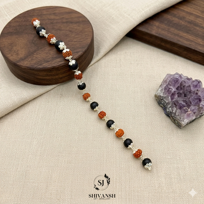 Silver Plated Rudraksha Karungali Bracelet BR-01