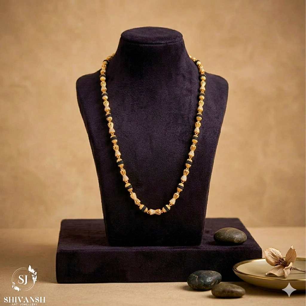 Exclusive Diamond Damru Beads Rudraksha Mala SJ-ML-01