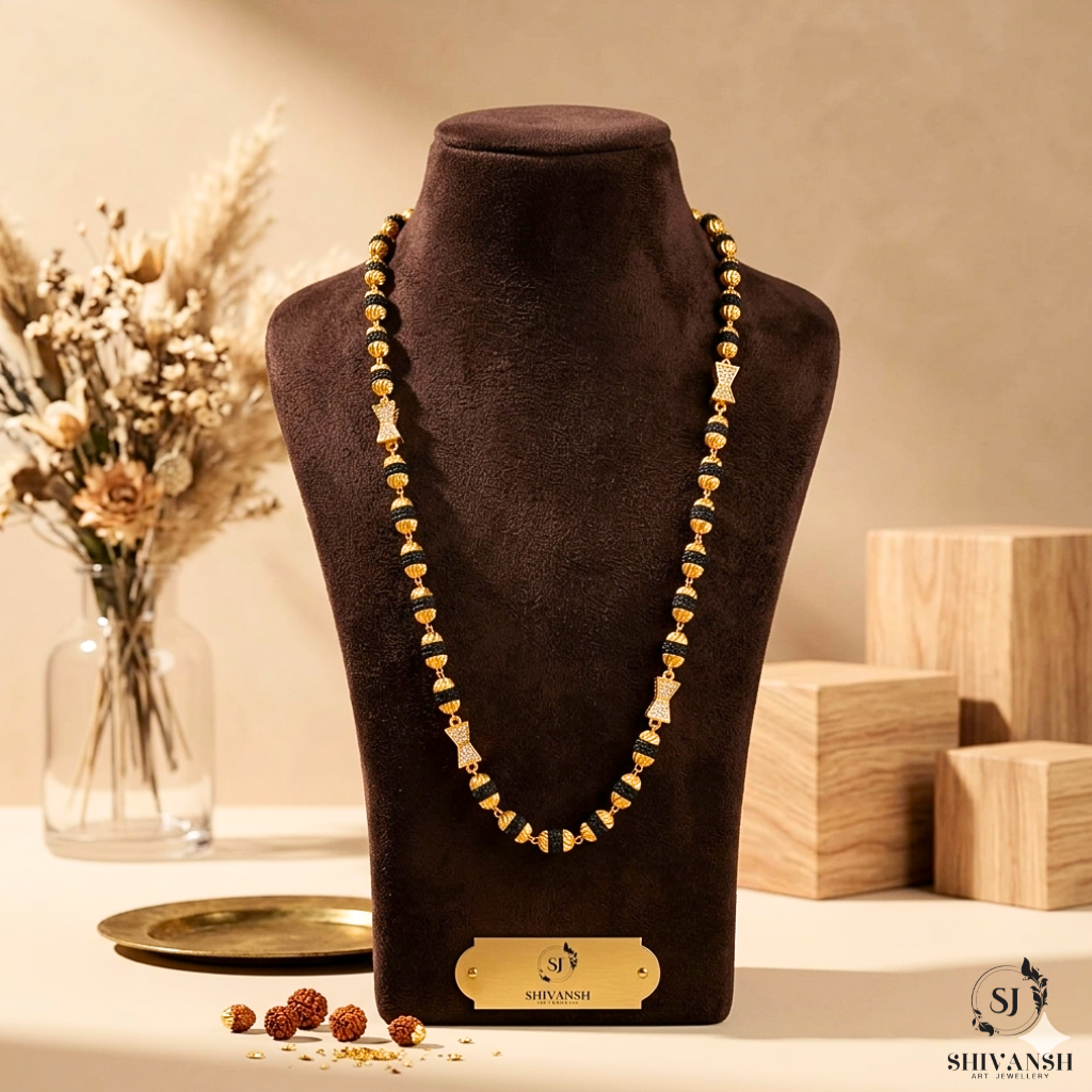 Exclusive Diamond Beads Rudraksha Mala SJ-ML-04