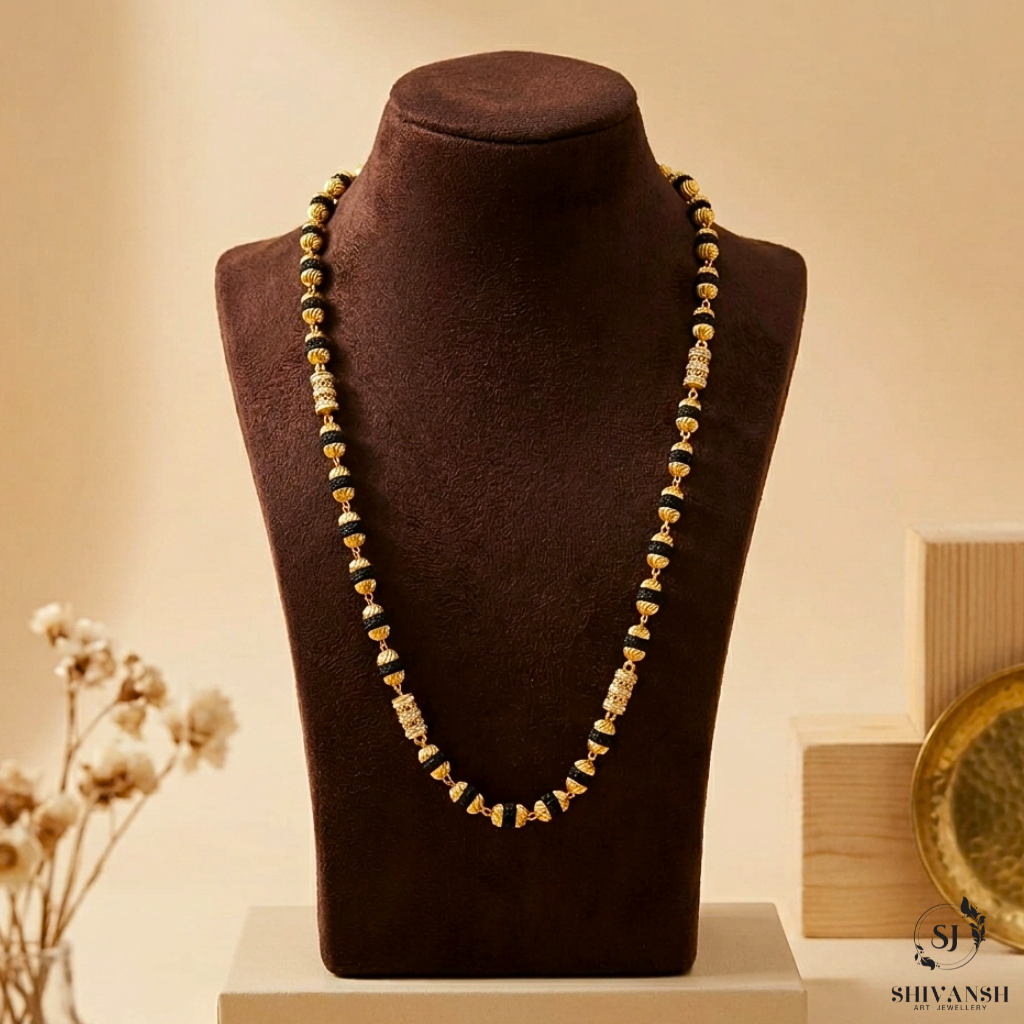 Exclusive Round Shape Diamond Rudraksha Mala SJ-ML-06
