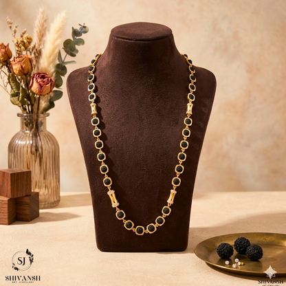 Classical Gold Plated Square Rudraksha Mala SJ-ML-14