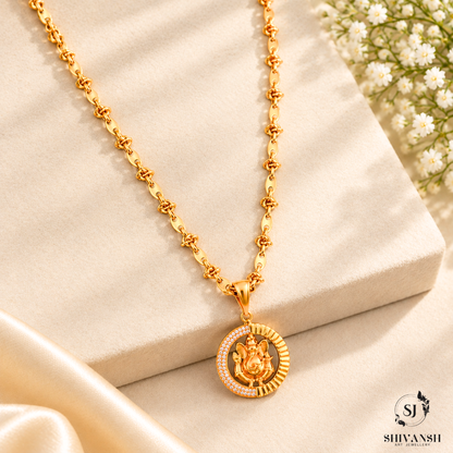 Men’s Gold Plated Ganesha Pendant Chain – Designer Necklace