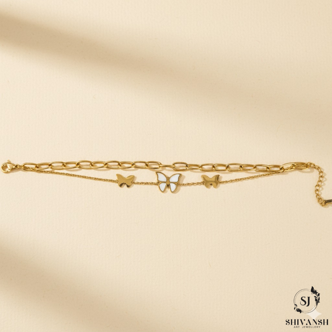 GOLD BUTTERFLY CHARM BRACELET