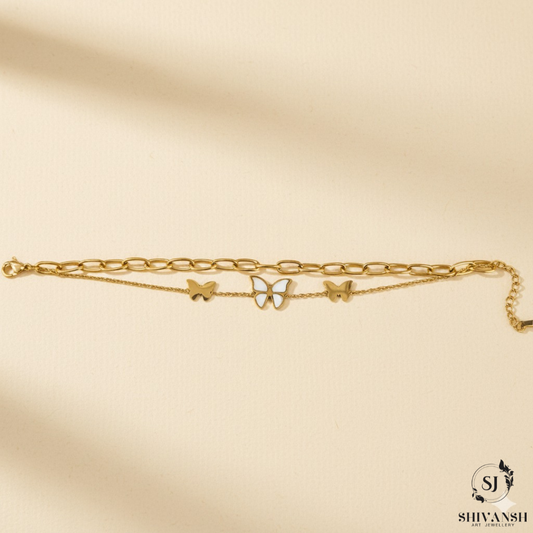 GOLD BUTTERFLY CHARM BRACELET