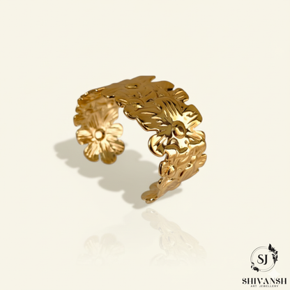 FLOWRAL ADJUSTABLE BRASS CUFF