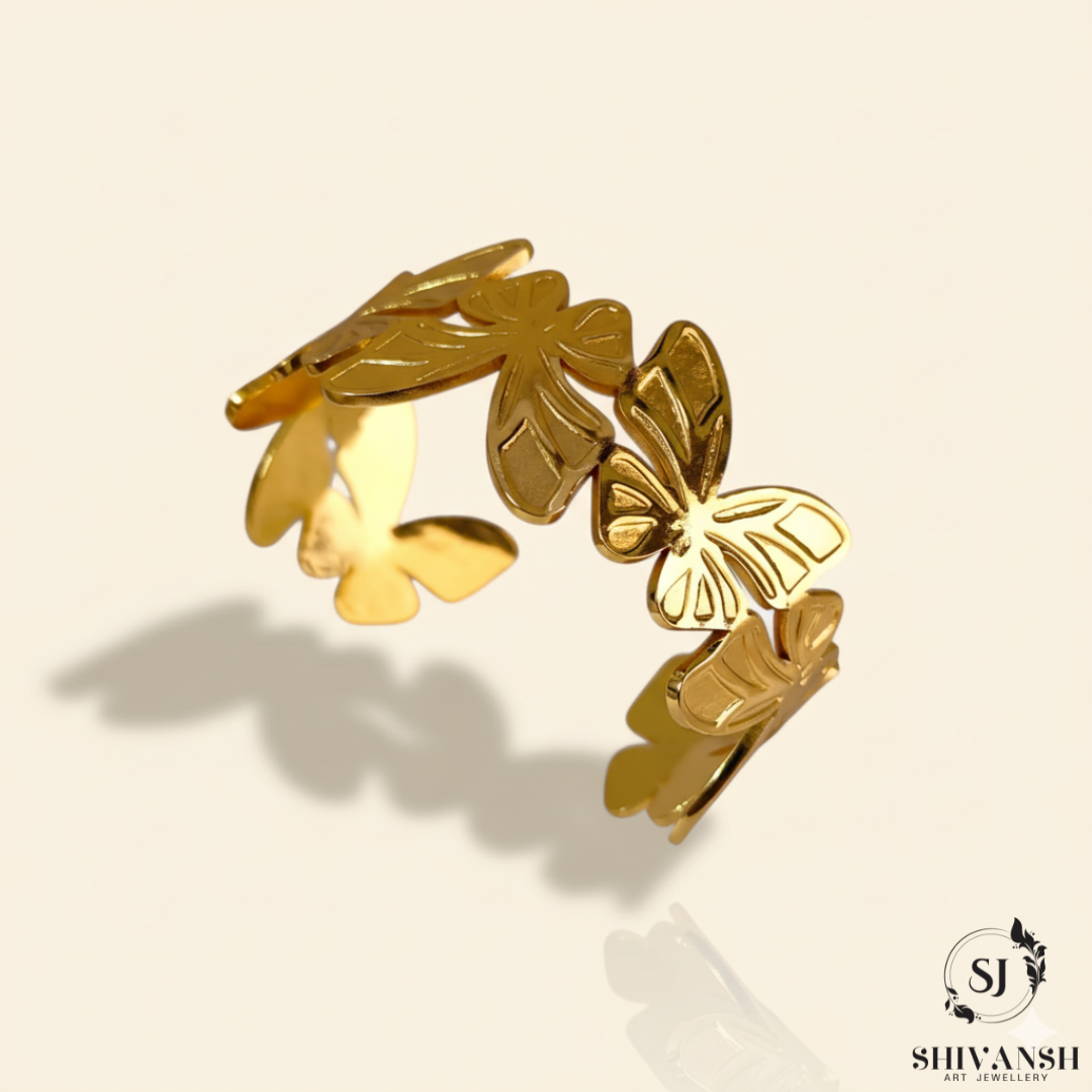 BUTTERFLY ADJUSTABLE  BRASS CUFF