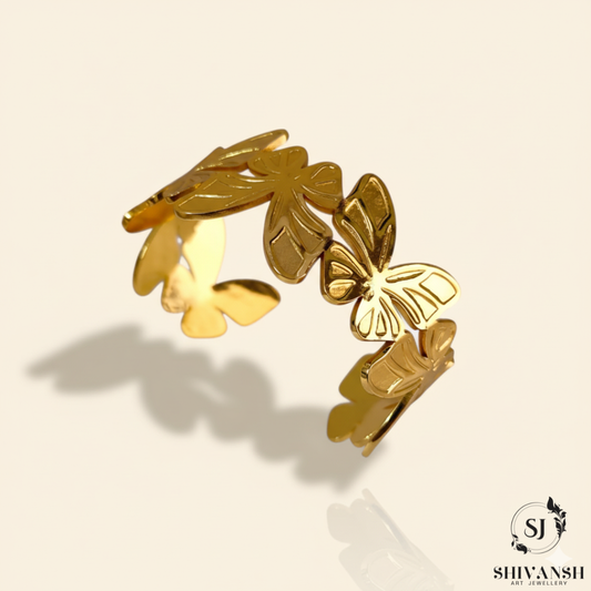 BUTTERFLY ADJUSTABLE  BRASS CUFF
