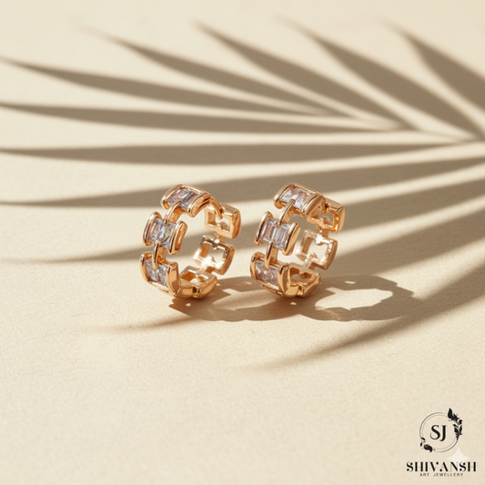 LINK CHAIN DIAMOND HOOPS