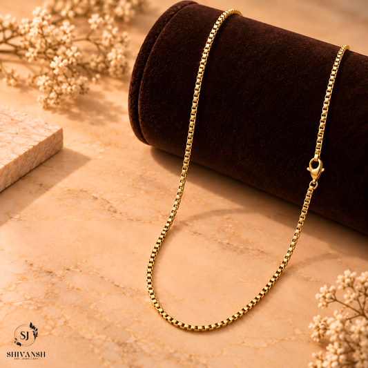 Stylish Gold Plated Box Link Chain for Men