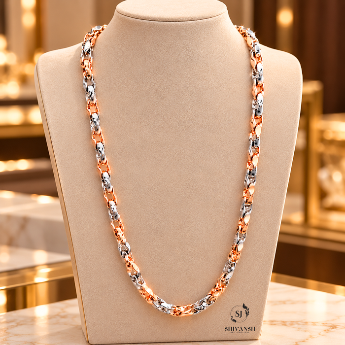 Elysian Two-Tone Rose Gold & Silver Link Chain for Men